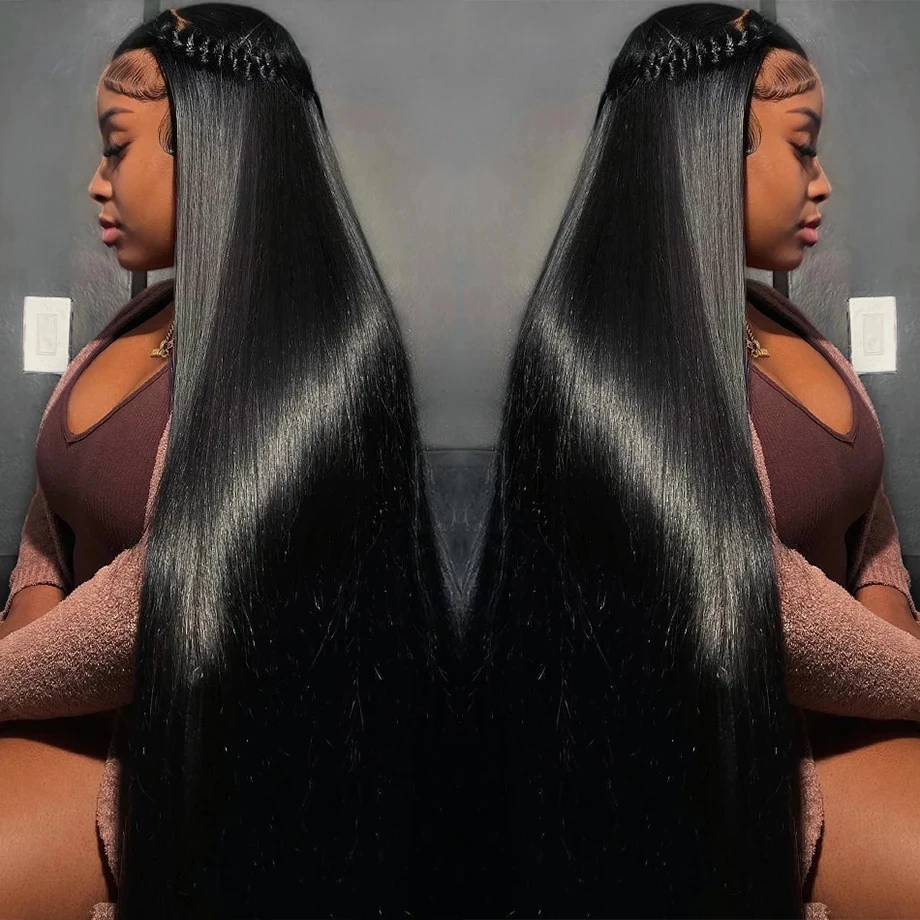 Необработанные индийские волосы длинные 40 дюймов оптовая продажа 100% человеческие натуральные черные выровненные по кутикуле парики HD на фронтальной сетке