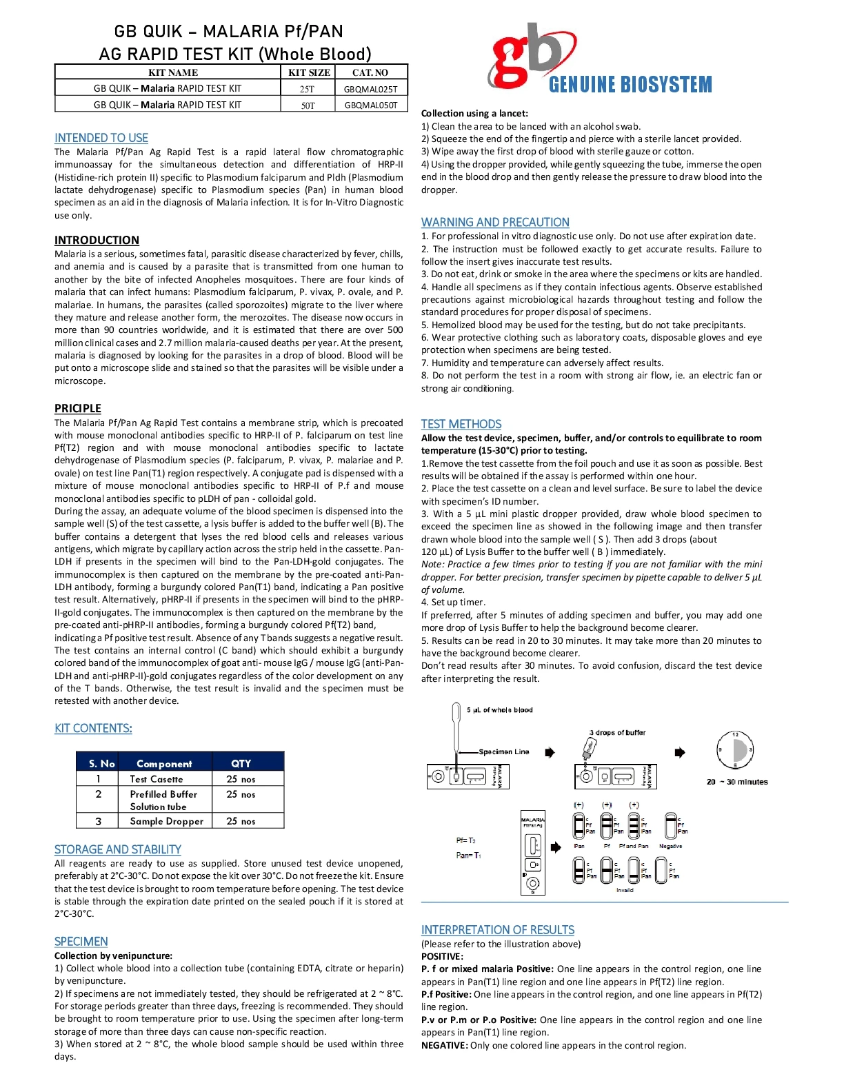 Laboratory Diagnosis Reagent Rapid Chromatographic Immunoassay Method High Accuracy Malaria PF/PV/PAN Rapid Card Test Kit