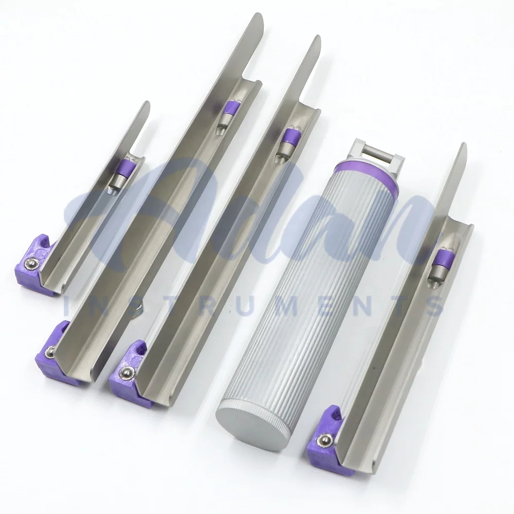 AI- OBS-06 Premium Quality UV LED Disposable Miller Conventional Laryngoscope Set Dual UV LEDs with Aluminum Handle