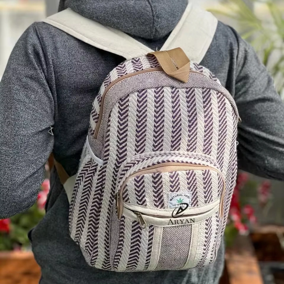 New Design Hemp Laptop Bags Sustainable Backpacks New Arrival Jute With Cotton Material Unisex Multi Uses Travel Backpacks