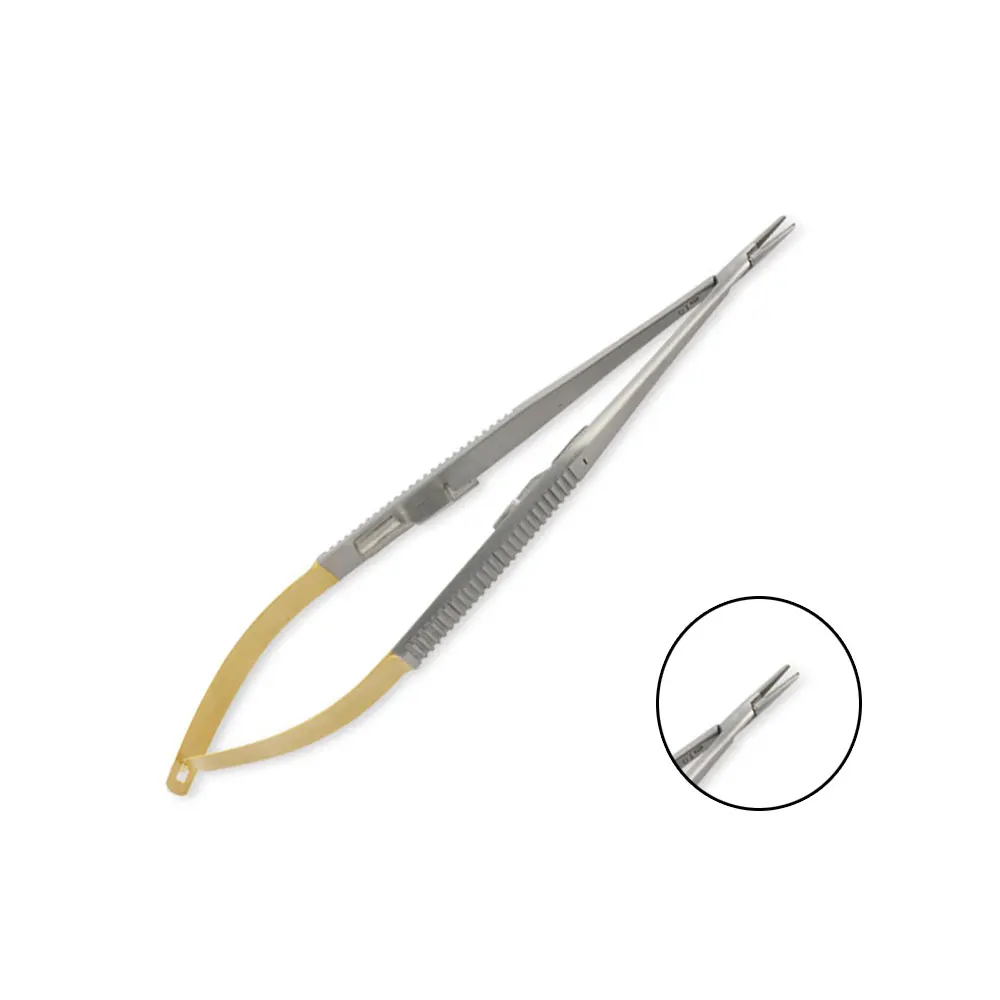 Single Use Less Price Manufacture Barraquer Needle Holder Factory wholesale Golden Handle Needle Holder