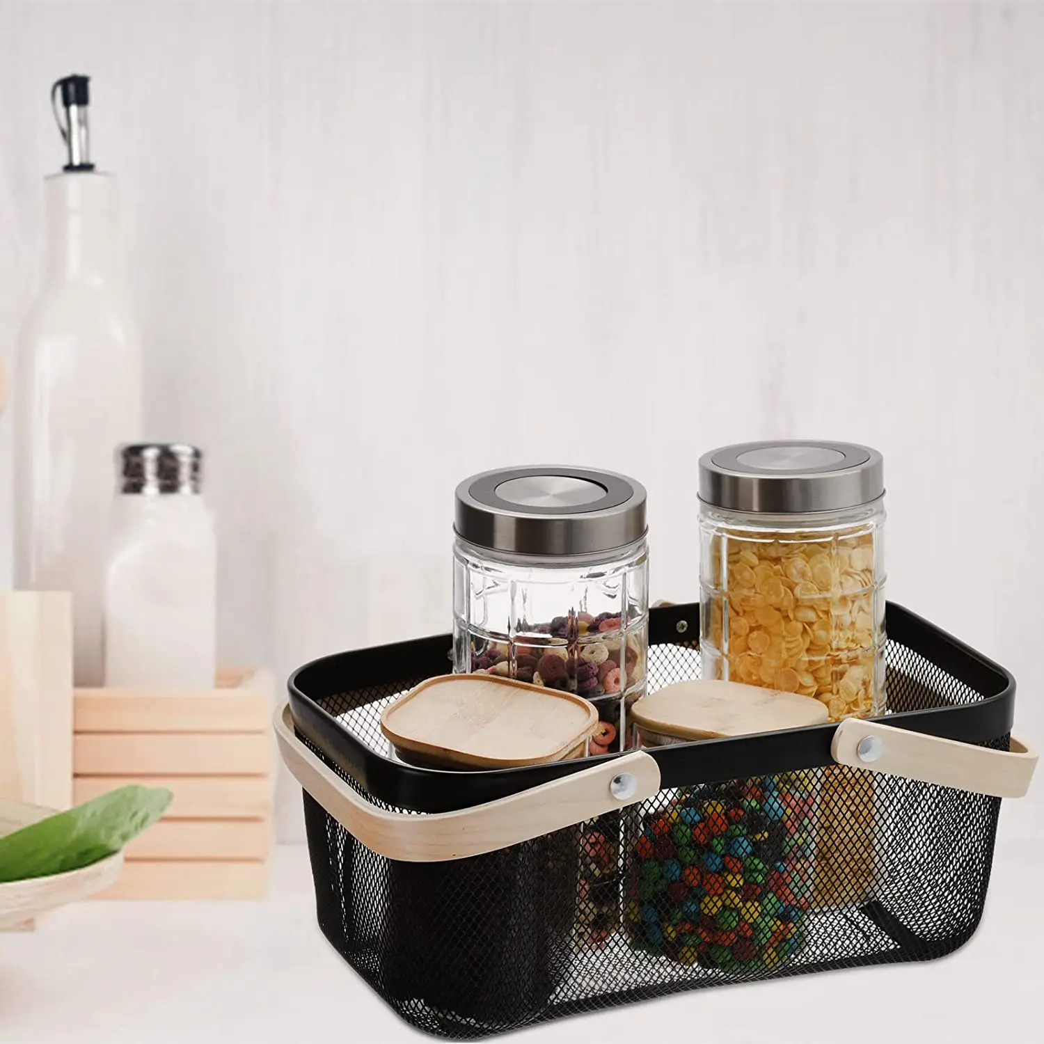 Mesh Storage Basket with Handle, Garden Harvest Basket, Mesh Fruit Vegetables Gathering Basket Bin