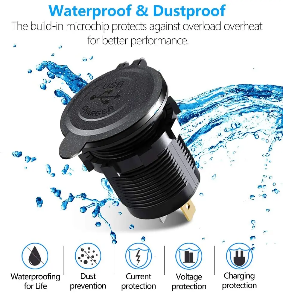 waterproof 12v power outlet dual bus boat marine car charger 12v usb socket socket car usb charger 12v usb voltmeter