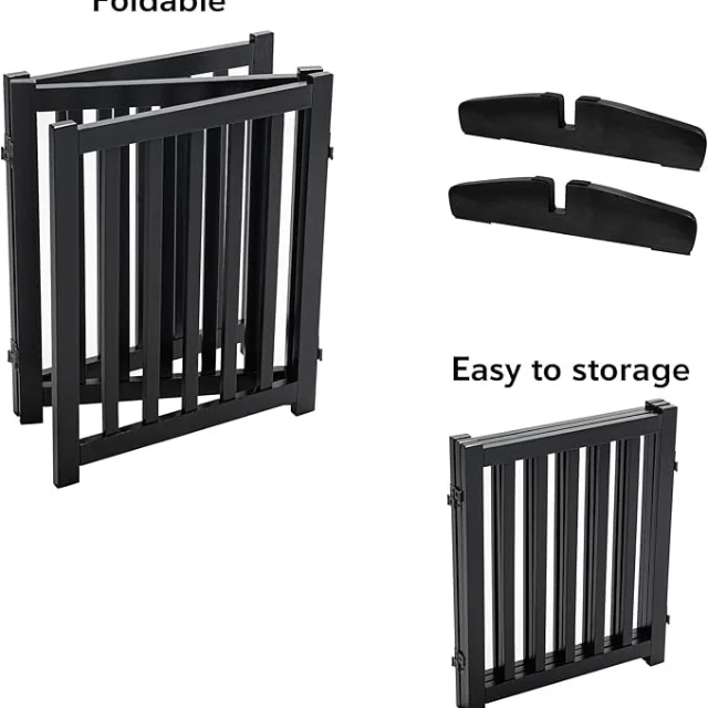 Classic Wood Dog Gate Freestanding Indoor Barrier for Safe Access Control