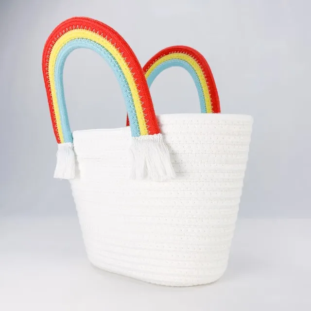 Woven Basket Cotton rope Handbag Eco-friendly cotton rope storage basket mini handbag christmas bag Home Furniture holiday