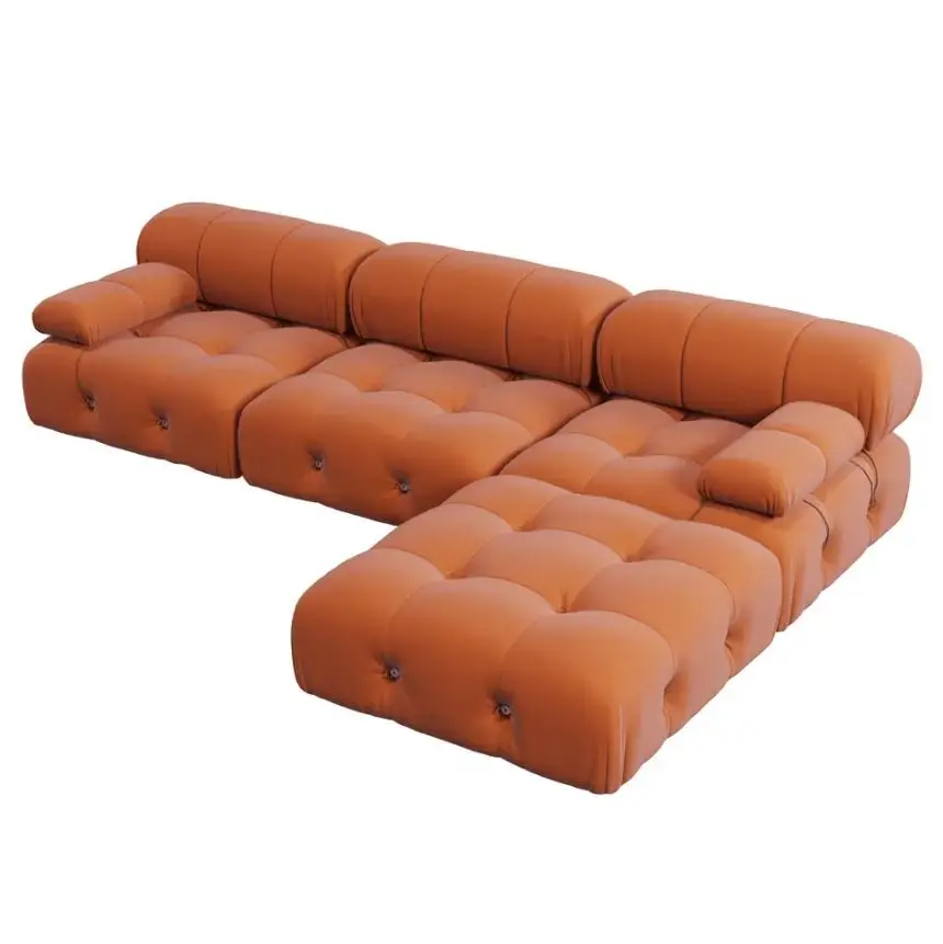 Modular combination Velvet Nordic L Shape sectional Sofa Long Couch Furniture