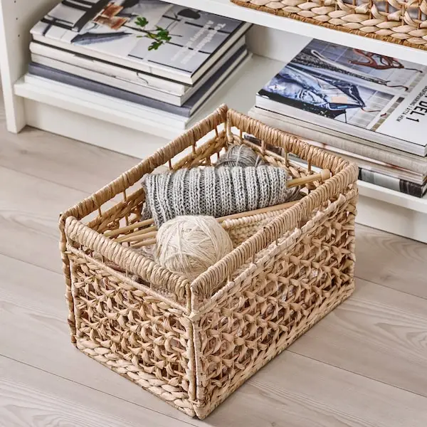 Tienphong Wholesale Taeting Handwoven Water Hyacinth Square Storage Basket Perfect for Blankets or Towels, Books and Magazines