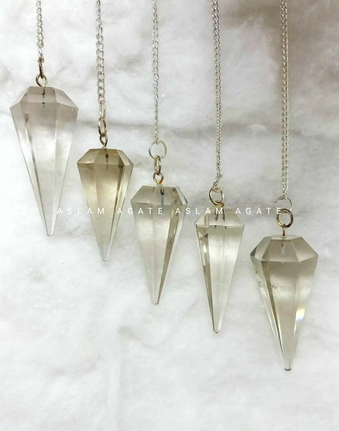 Hot Sale Healing Reiki Chakra Crystal CLEAR QUARTZ  Gemstone Pendulum For Sale