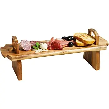 Antique Curved Design Table Serving Wood Platter Manufacturer Unique Finished Mango Wood Food Serving Platter