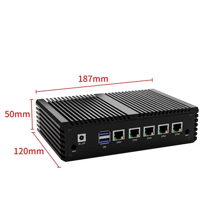 Good price Intel N5105 5LAN POE Supply with l*VGN 2USB2.0 Fanless PC DC 12V Support wins 10 linux Fanless mini pc
