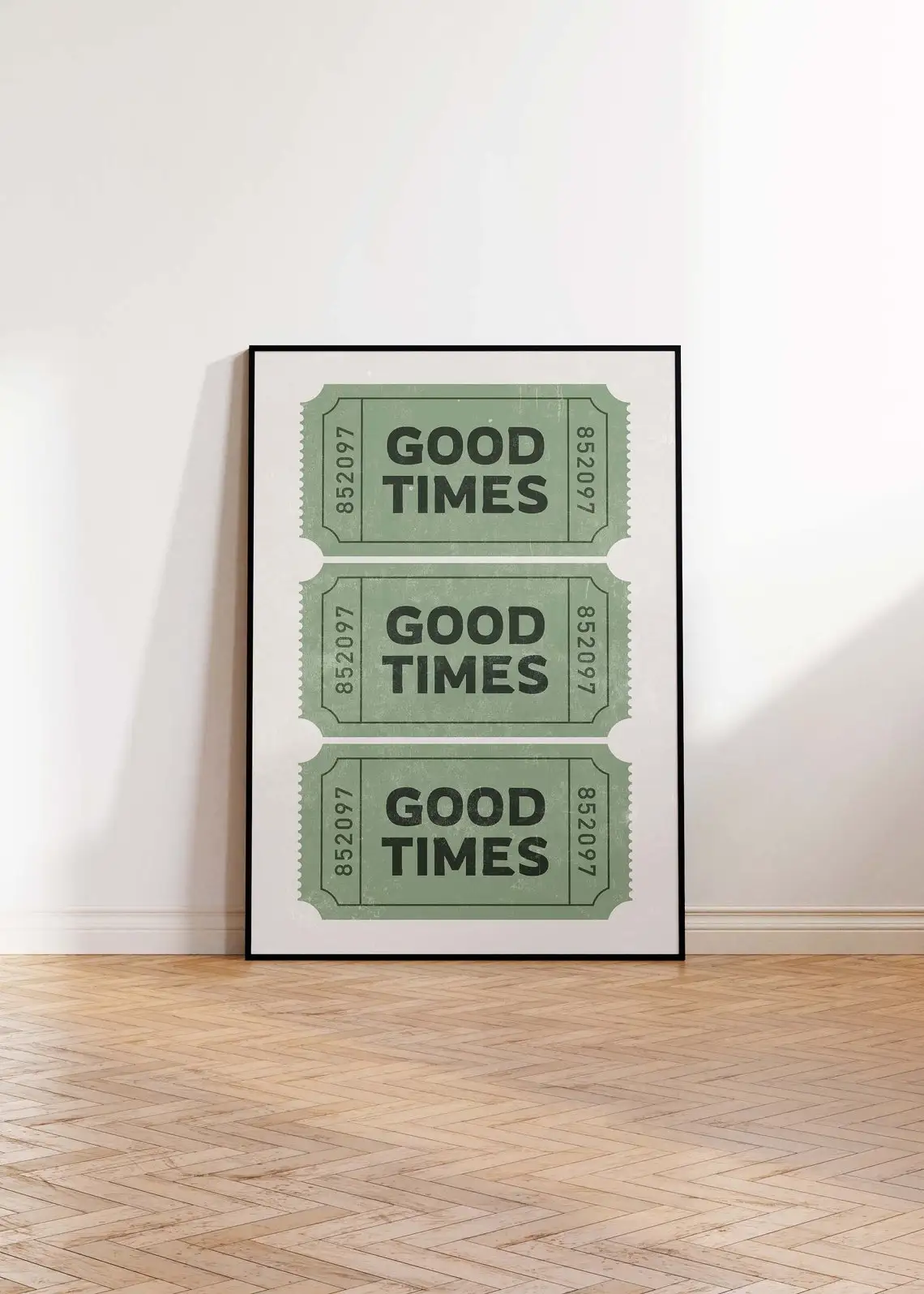 SQ Retro Good Times Green Ticket Wall Art Canvas Painting Trendy Bar Cart Wall Decor Digital Retro Poster Prints