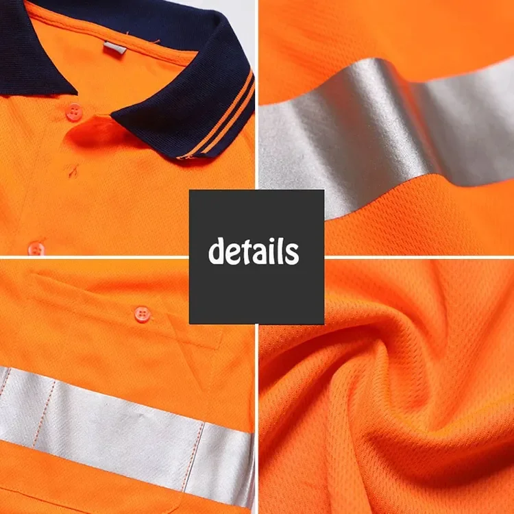 Custom Men Industrial Security Workwear Shirts Long Sleeve Hi Vis Cotton Construction Safety Works Shirt Reflective