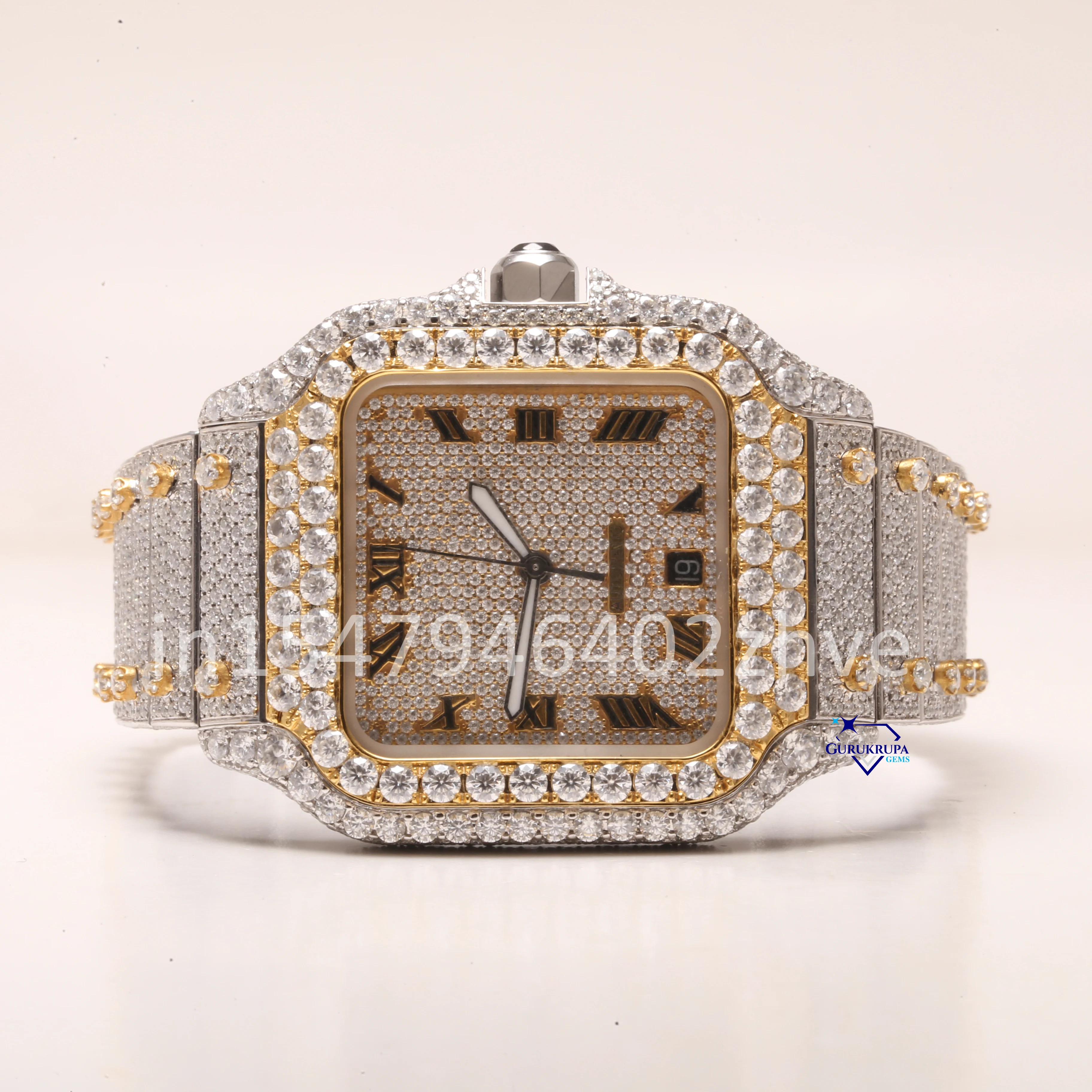 Exclusive stainless steel fully moissanite VVs clarity diamond iced out hip hop mechanical wrist watch for men in vvs clarity