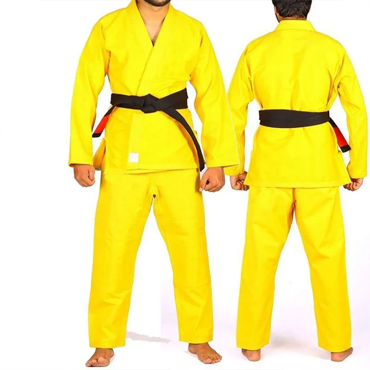 Yellow Color Unisex Martial Arts Wear Karate Uniform With Black Belt Wholesale Best Selling Low Price Karate Wear Suit Set