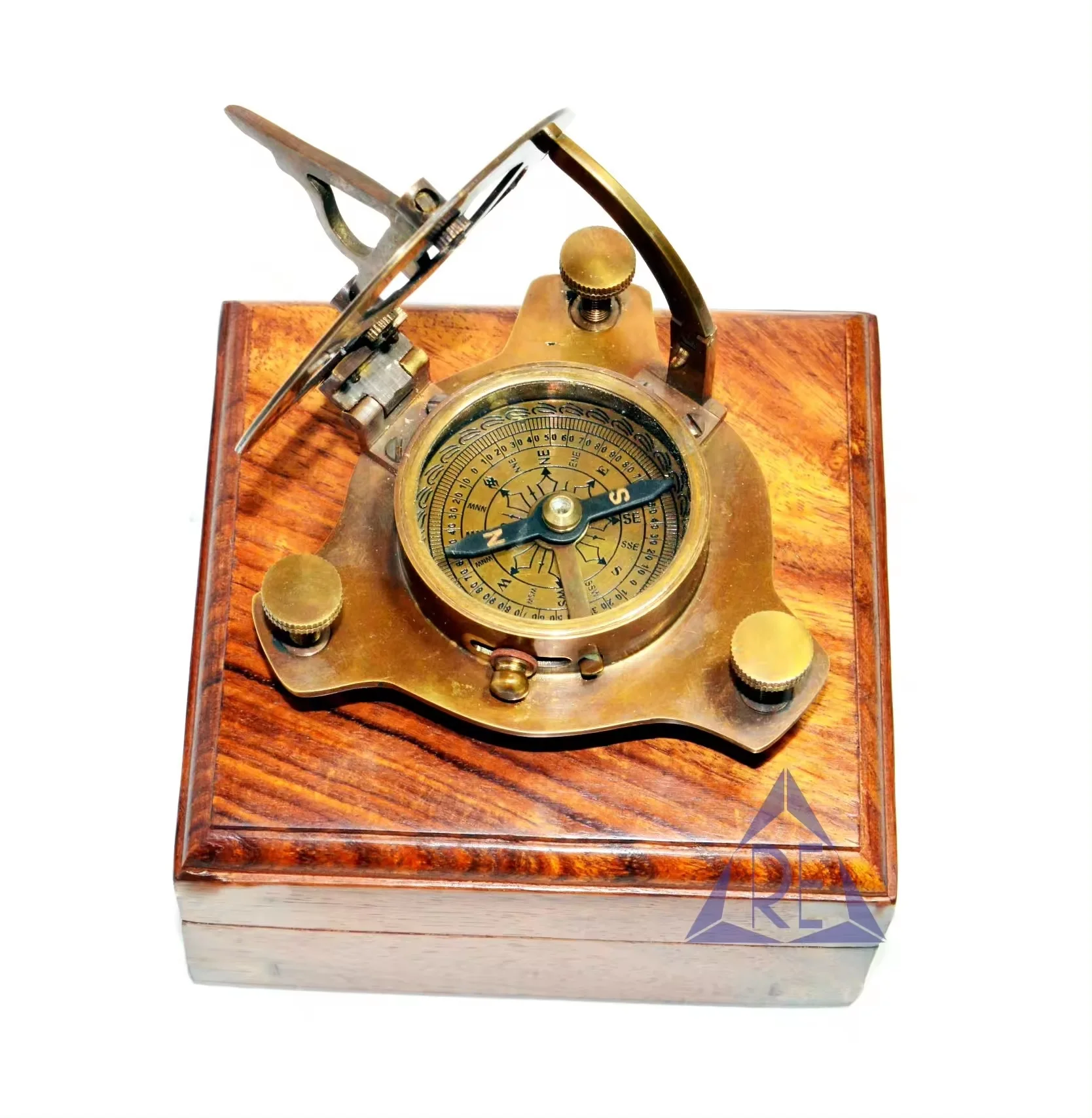 Sundial Compass Big Vintage Nautical Marine Compasses Steampunk Old Design Beautiful Solid Brass Sundial Compass With Wooden Box