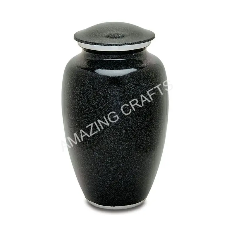 Diamond Black Beautiful Best Wholesale Cremation Urns Plain Color Cheap Aluminium Cremation Urn for Human Ashes by ACW