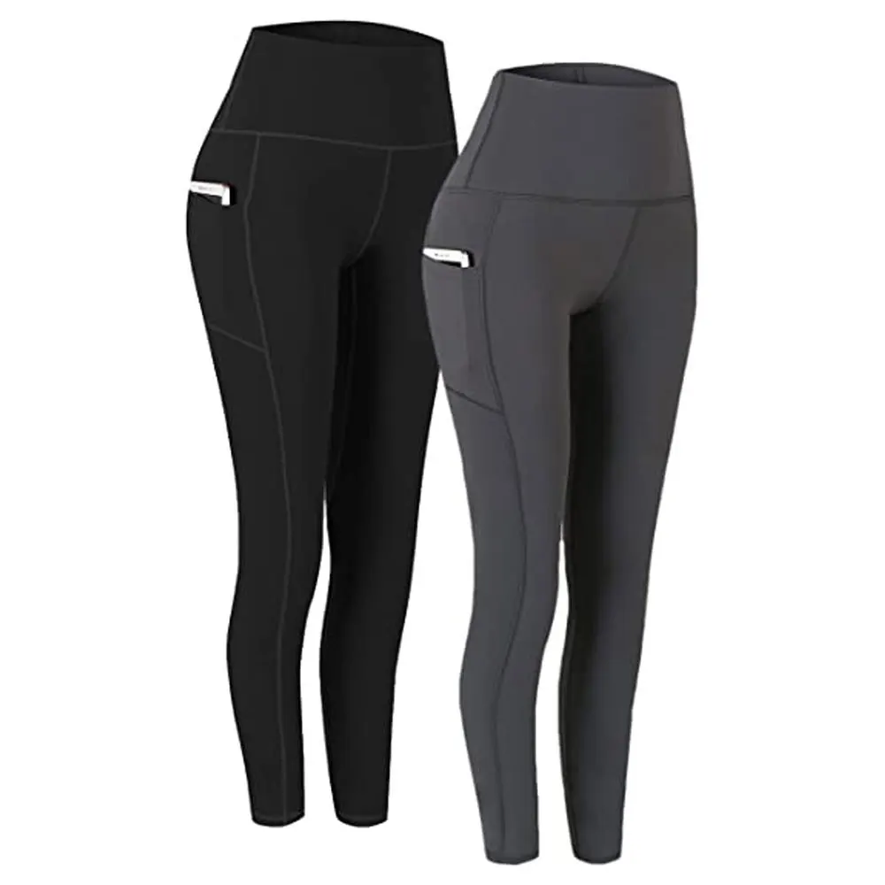 Wholesale High Waist Yoga Pocket Yoga Pants Tummy Control Workout Running 4 Way Stretch Yoga Breathable Leggings