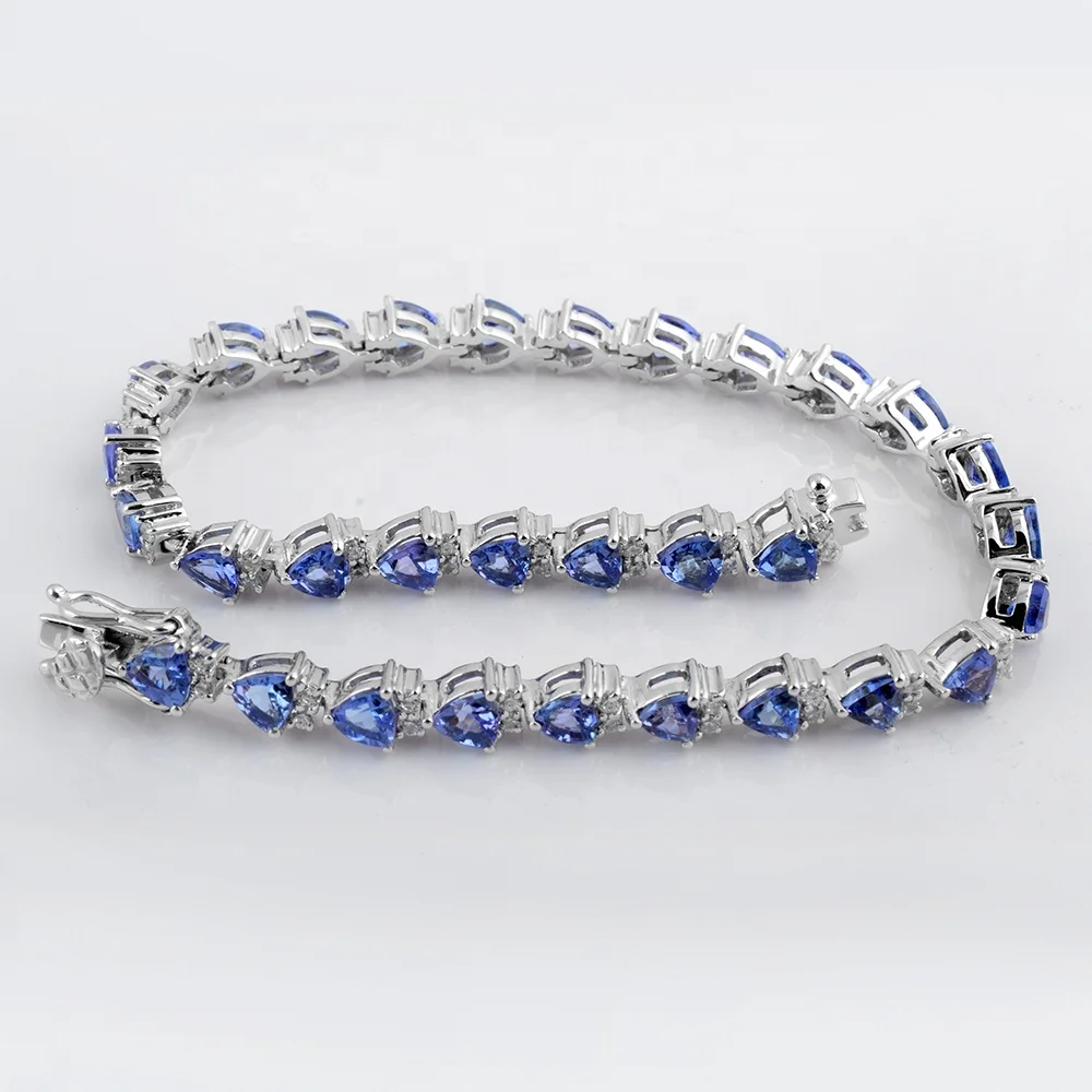 Bumper Sale Super Sale Fast Moving Factory Price Charming 925 Sterling Silver Genuine Tanzanite Bracelets for Party Ladies