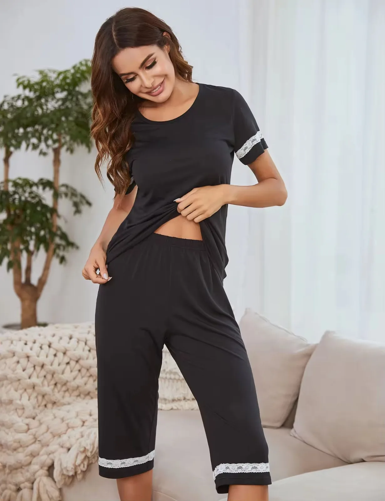 Adult 2Pieces Sleepwear Pajamas Woman Sleepwear And Loungewear Pajamas For Women Set