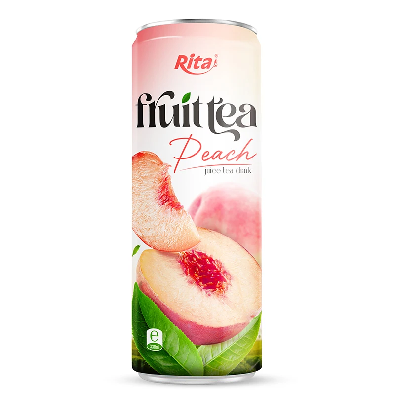 Discount sales soft drinks in cans 330ml Sleek alu can Peach juice tea drink healthy with green tea fast shipping