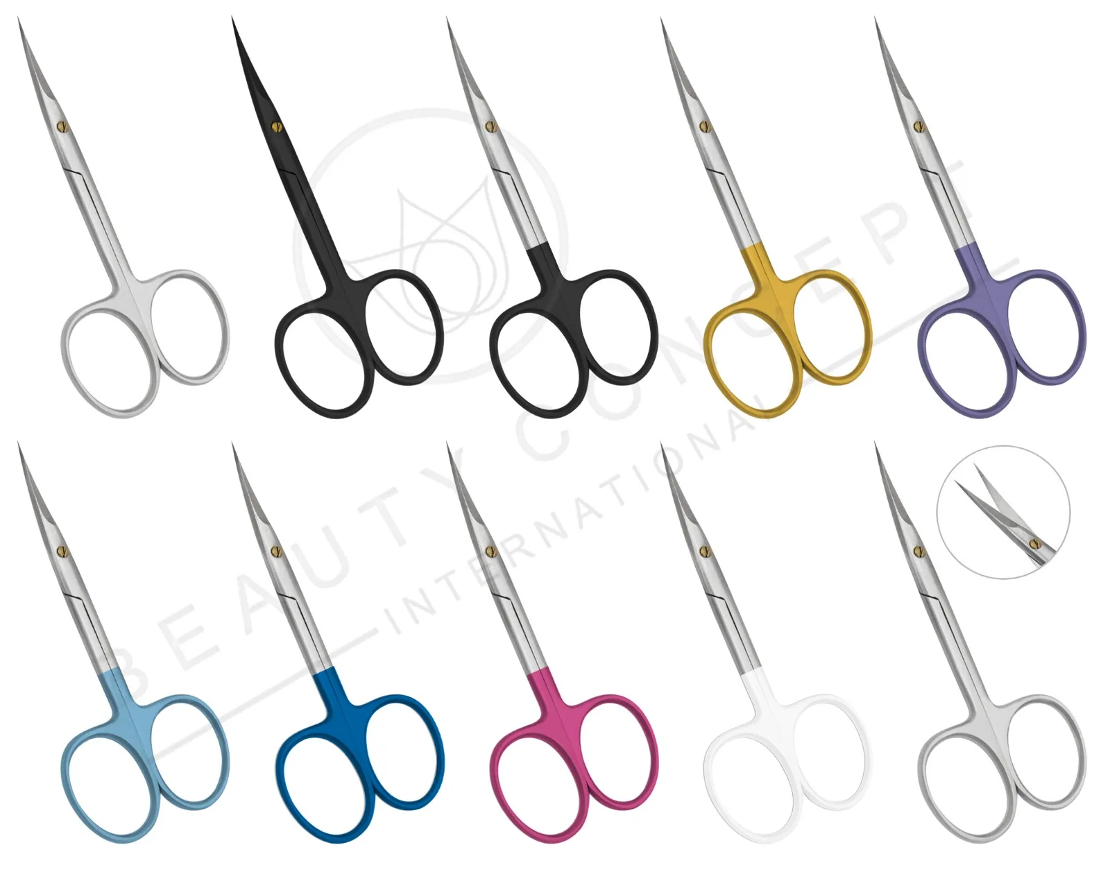 Colored Manicure Scissors Spring Action Russian Manicure Scissors/ Extra Sharp Fine Pointed Russian Cuticle Scissors