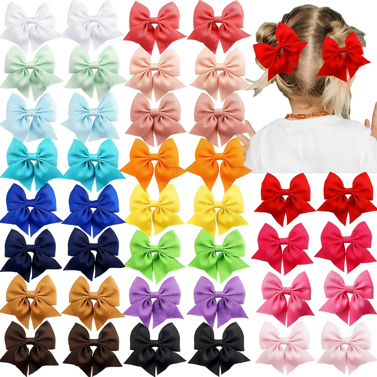 Wholesale Baby Girls Teens Back School Hair Accessories Toddler Hair Bows Alligator Clips Grosgrain Ribbon Hairpins School