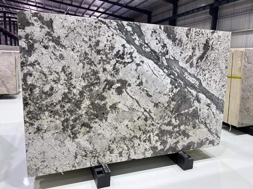 Standard Quality Alaska Grey Marble Slab Natural Stone for Home and Restaurant Application from India Export