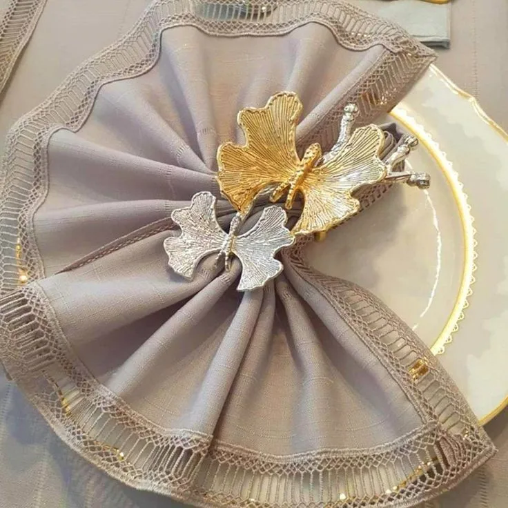 Botanical Napkin Rings High Quality Silver Decorative Napkin Ring Table Decoration for Parties Wedding Receptions Family Indian