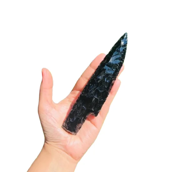Best Quality Hand Strapped Black Obsidian Crystal Knife Gemstone Athame Dagger Healing Quartz Stone Knives Wiccan Gift For Sale