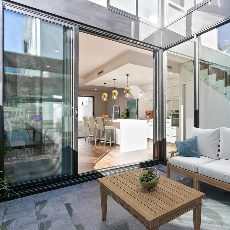 As2047 Australia Standard Aluminum Stacker Doors Cavity Sliders Sliding Door Stacking Aluminium Sliding Door With Mosquito Net