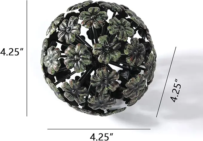 Wrought Iron Cage Ball Ornament Circular Sculpture Home decor Distressed Metal Tabletop Accent By Trendy Metal Handicrafts
