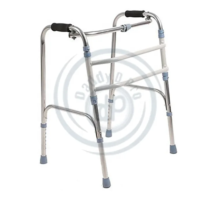 Aluminum Lightweight 4-leg Walker Fold Walking Frame Rollator Walker For Elderly Stainless Steel Rehabilitation Therapy Supplies