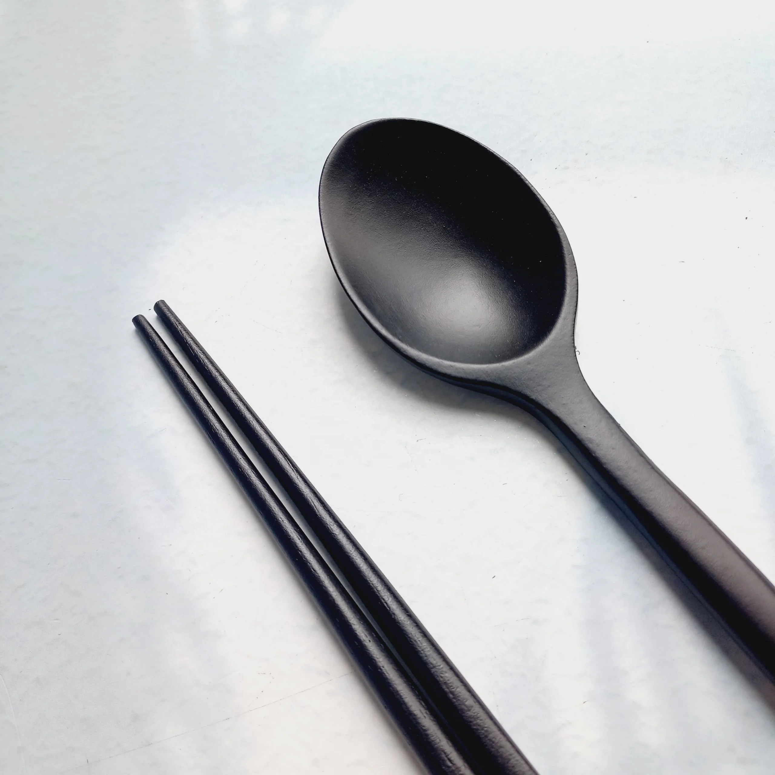 Black Wooden Spoon Chopsticks Reusable Cutlery Set For Travelling Natural Flatware Food Grade Craft Eco Friendly