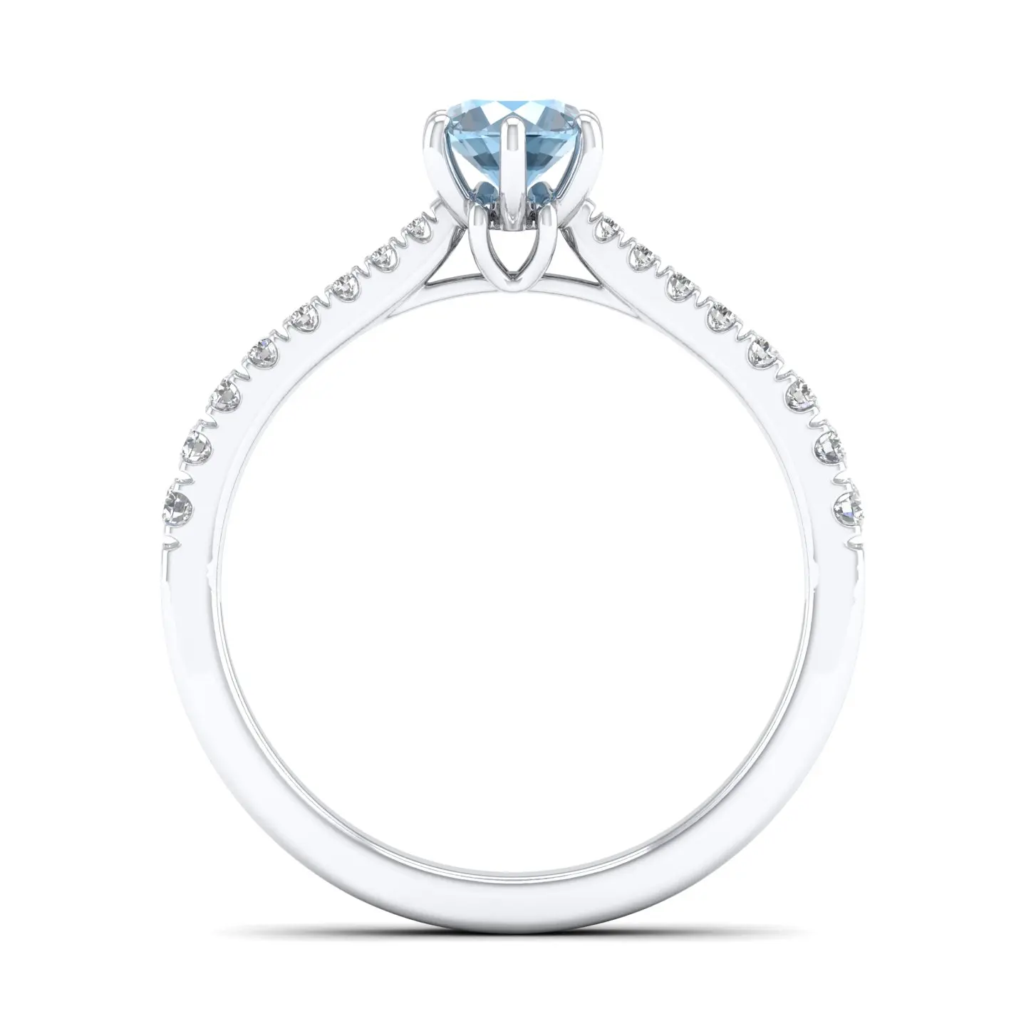 REYES Women OEM ODM 925 Sterling Silver 0.5 Carat Aquamarine Gemstone Rings GRA Certified Moissanite Fine Jewelry for Women