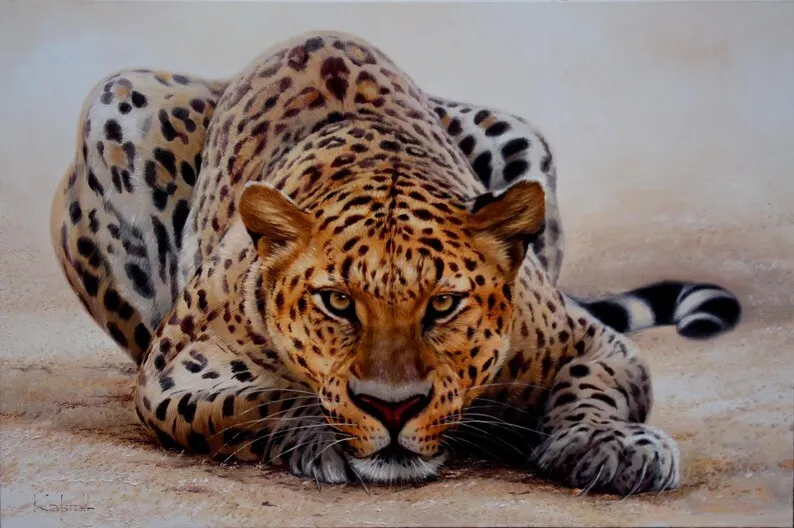 Large Wall Art Realistic Oil Painting On Canvas Wildlife Painting  Wild Nature Artwork