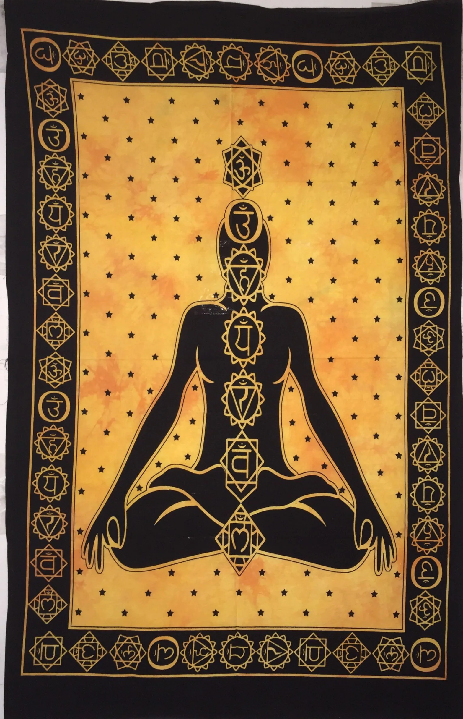 Seven Chakra Yoga Buddha Wall Hanging Beautiful Throw Tapestry Small Poster Cotton Fabric Art