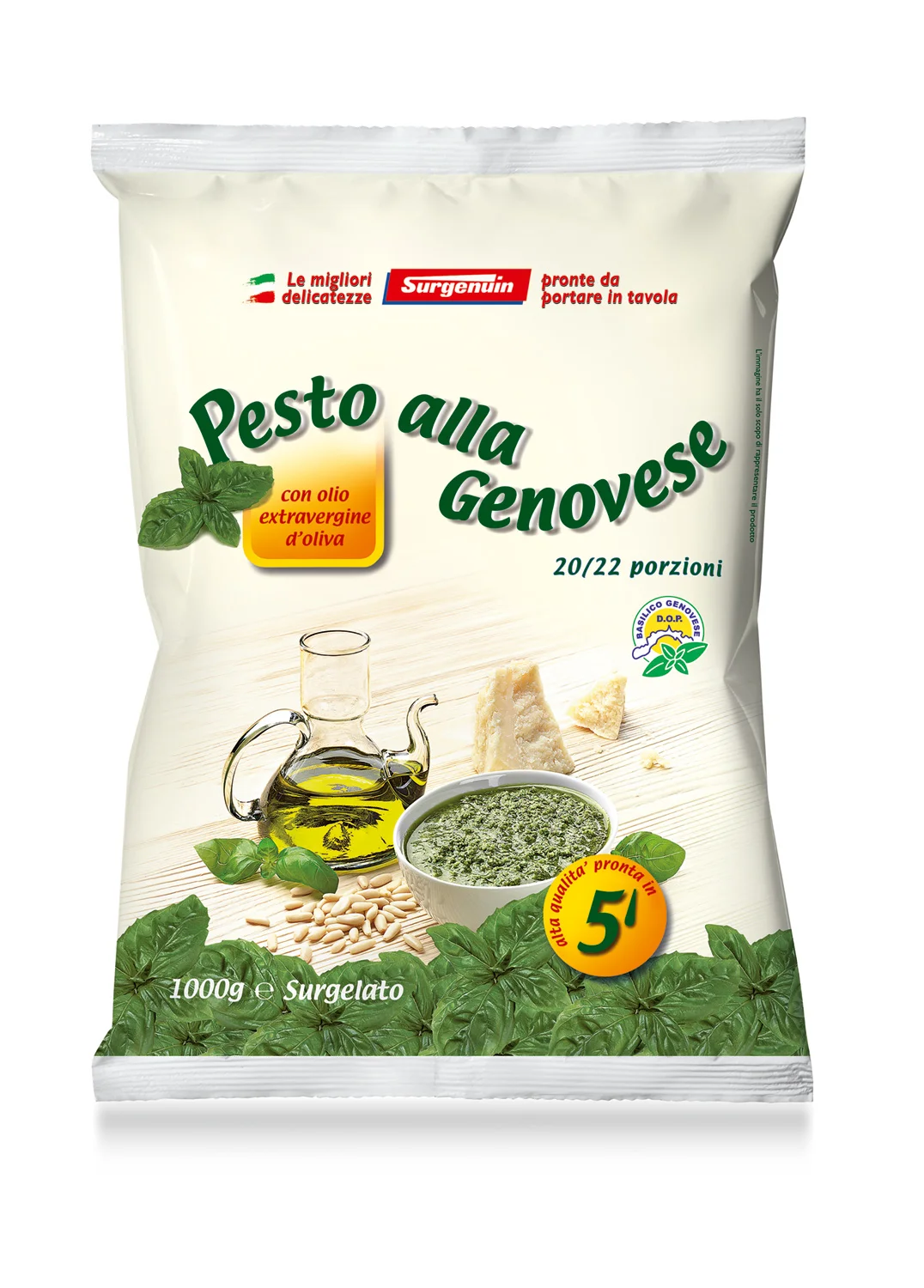 Italian food products ready to eat ready meals 1 kg frozen genovese pesto sauce with DOP basil for pasta