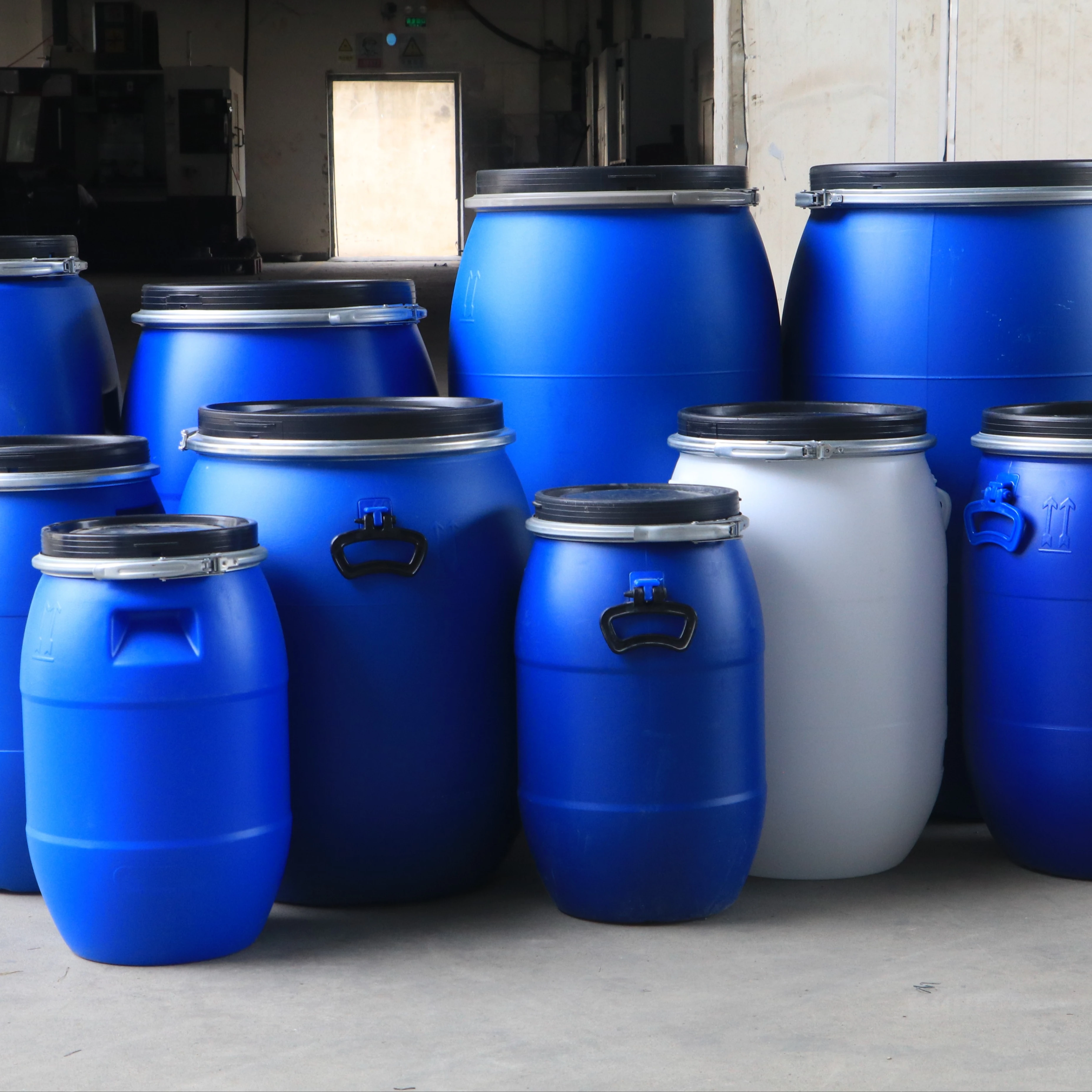 hot sale 200L blue plastic drum / open top 200 liter plastic barrel / HDPE blue 55
