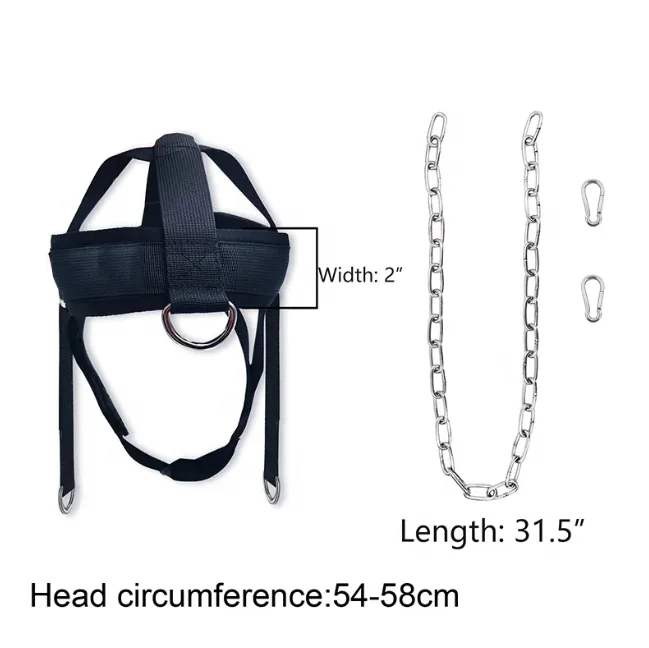 New Whole sale High Quality Weight Lifting Neck Training Head Harness Exercise With Chain Belt Fitness Equipment Head Strap