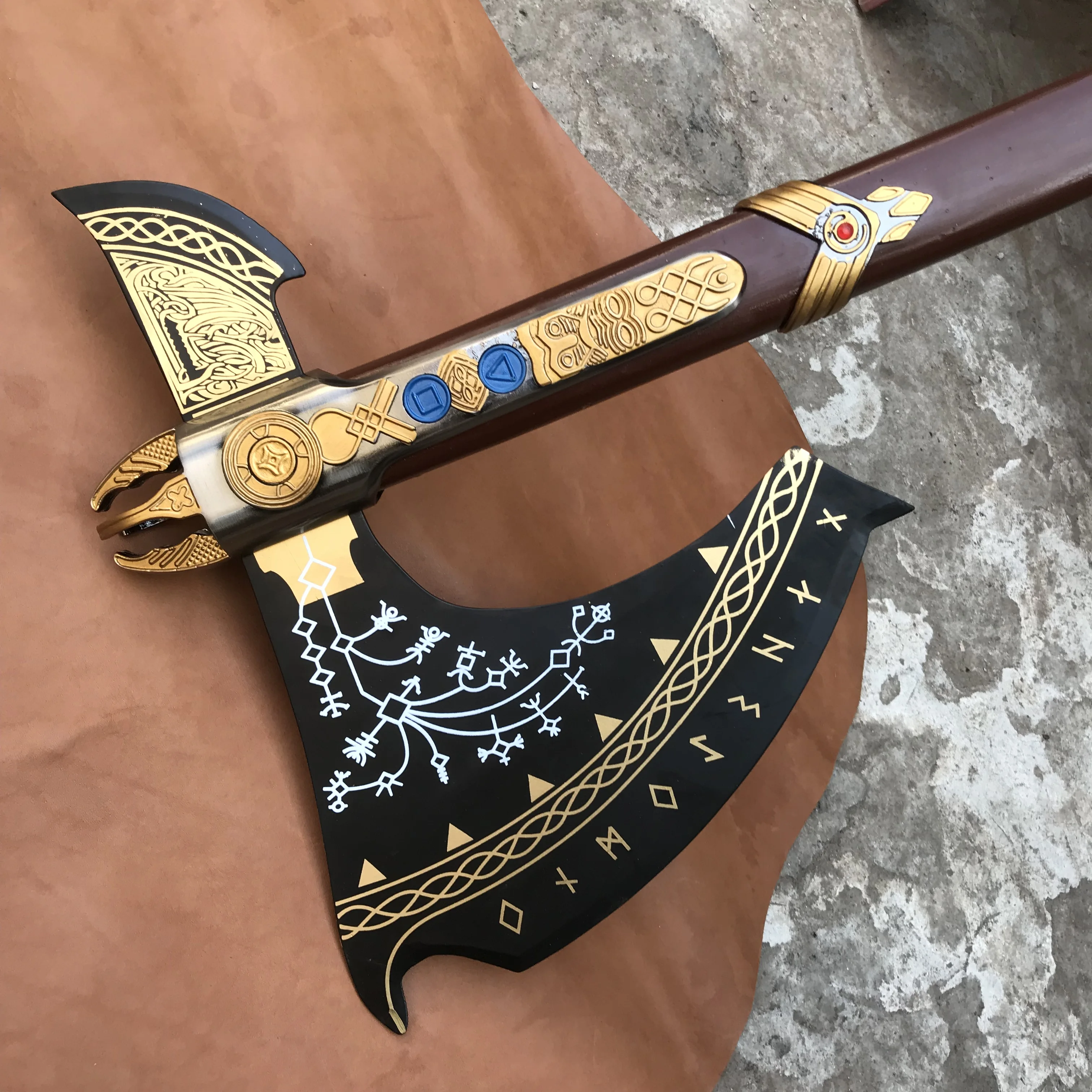 Kratos Axe From the Game God of War Handmade Forged Stainless Steel Leviathan Axe, Bearded Axe with Genuine Leather