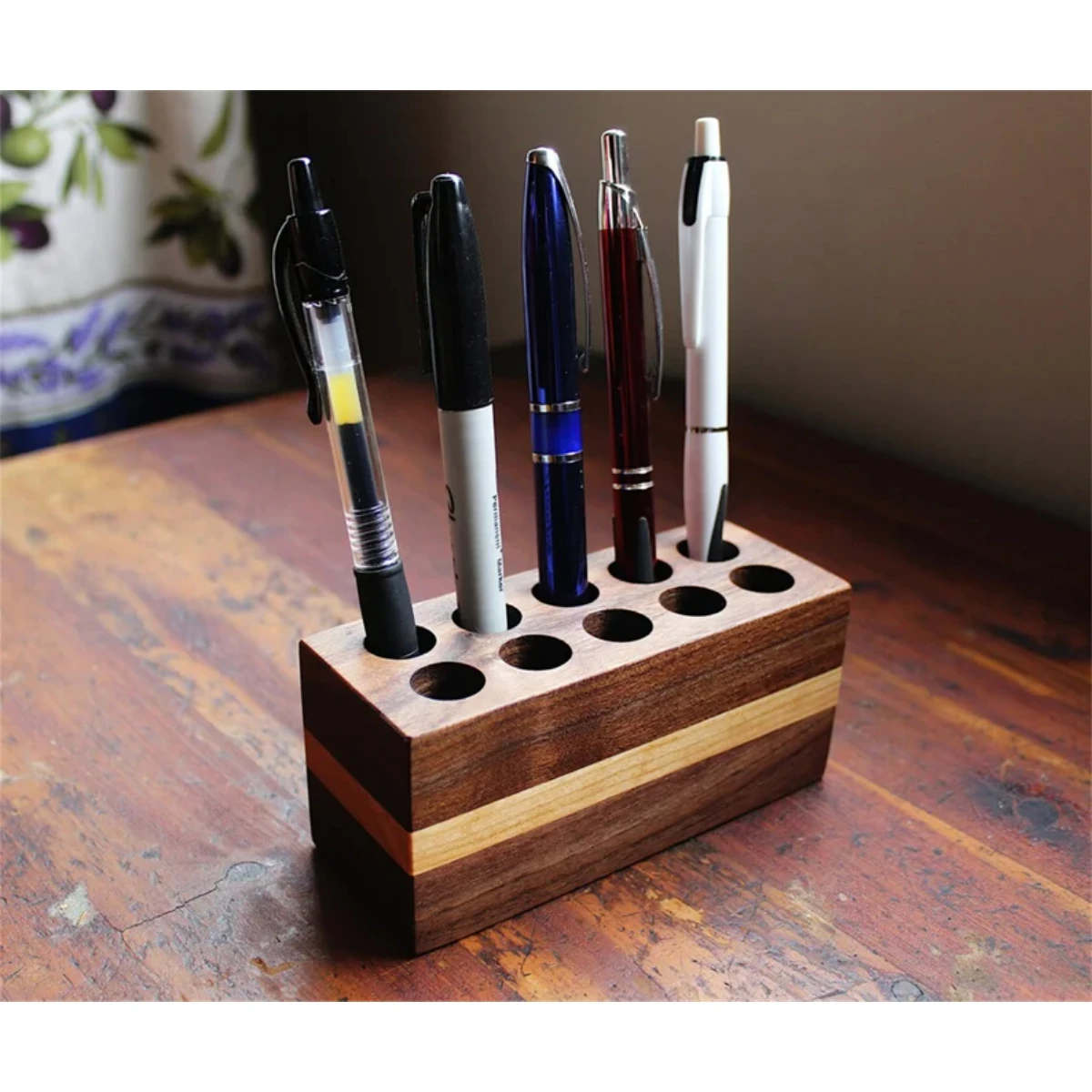 Handmade Wooden Pen Pencil Stationary Office Desk Organizer Pen Holder Stationary With Premium Quality Tabletop Supplies