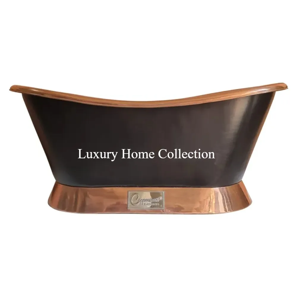 Luxury Quality Black Color & Top And Base Gold Shiny Polished Copper Made Bath Tubs For Adults Bathing Ware From Indian Supplier