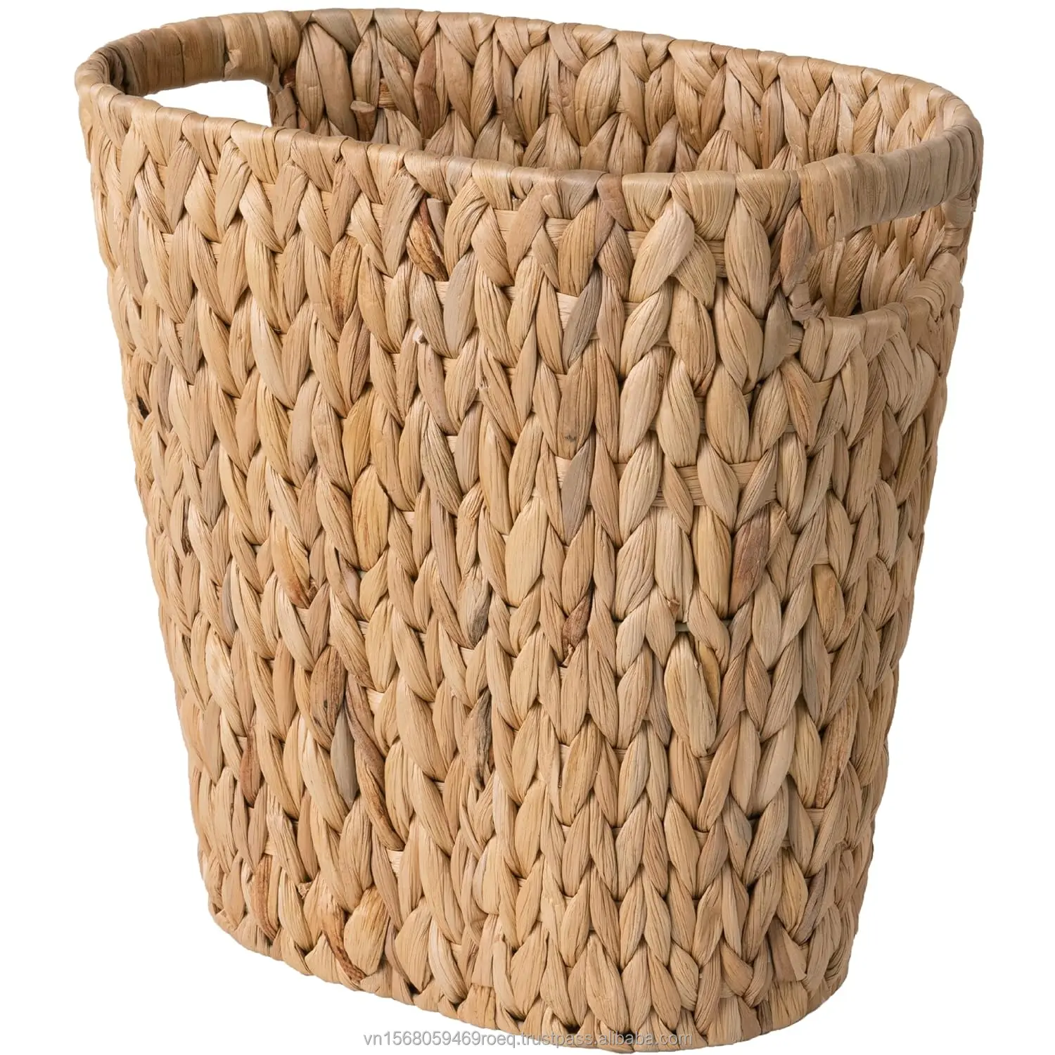 Natural Water Hyacith Wicker Baskets with Handle Woven Storage Basket Recycling Bins for Paper Office Laundry Basket for Home