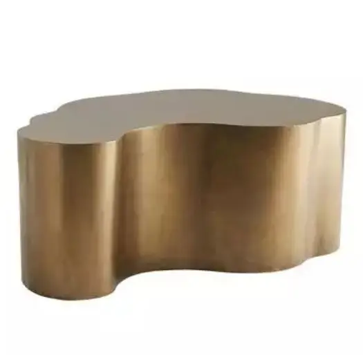 Furniture Geometrical Coffee Table Handmade Iron Sheet Center Table Modern Classic Gold Antique Iron Abstract Brass Coffee Table