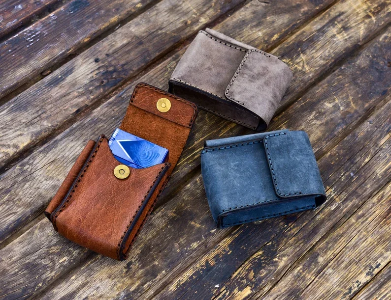 Superior Quality Customized Hand Made DIY Leather cigarette and lighter case Sliding Box pouch template At Wholesale Manufacture