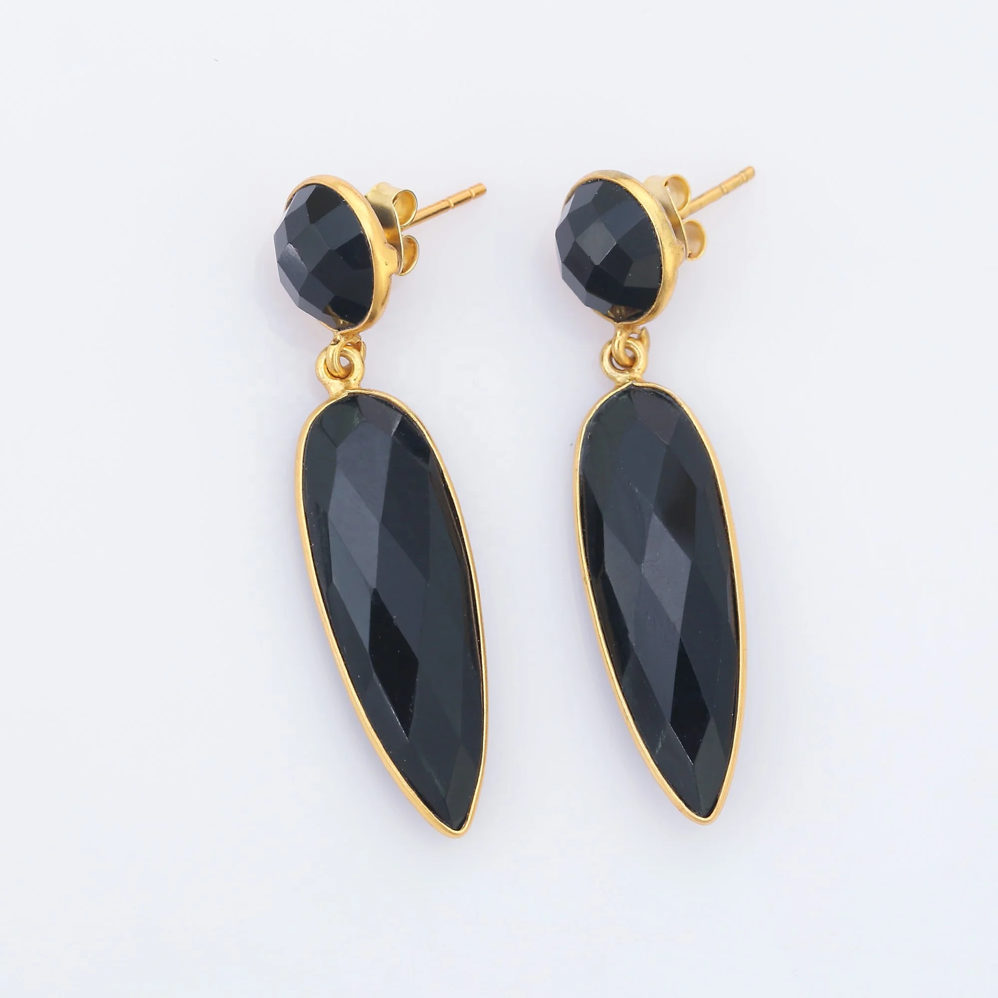 925 Sterling silver Black Onyx Fancy Earring Fancy Pear Shape And Round Wholesale Price Handmade Earrings