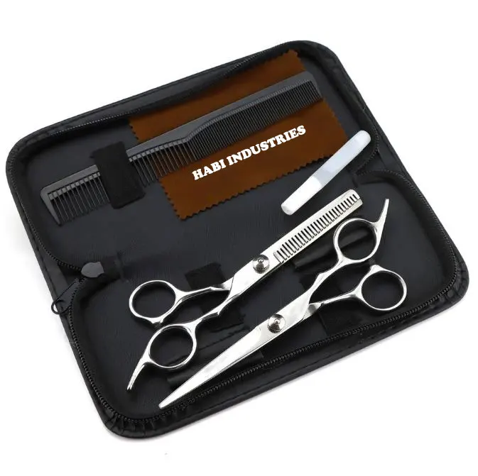 Customized Barber Hair thinning scissors barber hair cutting Scissors Kit 3 Pcs barber hair cutting tools kit beauty instruments