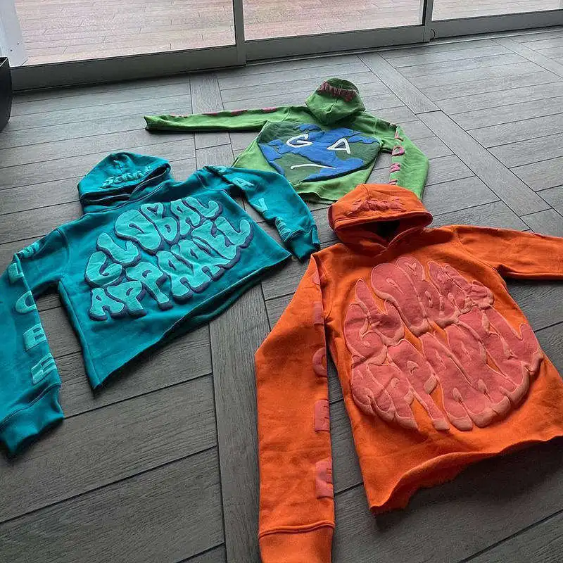 Most Trending Heavyweight French Terry Hoodie Custom 3d Print Cut Edge Hoodie Men Wholesale Streetwear Crop Hoodie