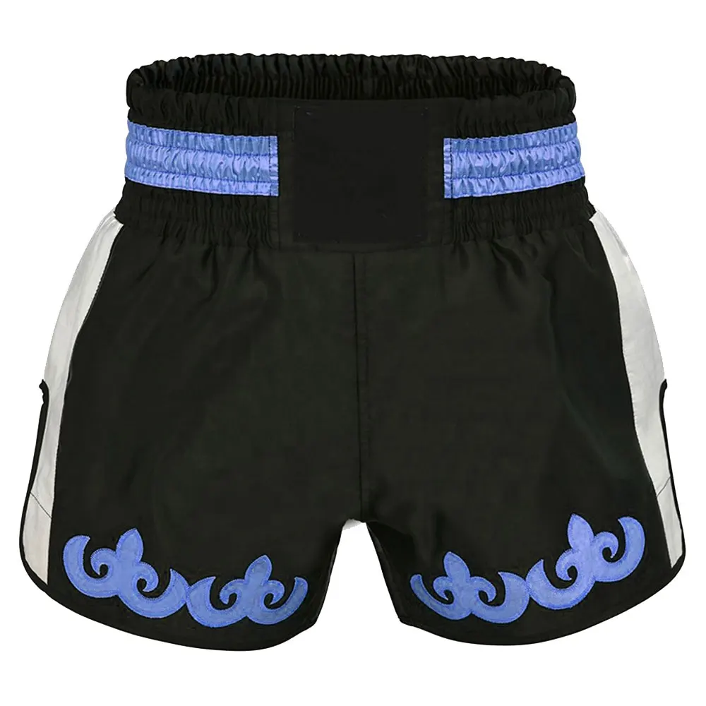 Wholesale Plain Fight MMA Custom Logo Kick Boxing Muay Thai Shorts Pink Purple Black Red White Light XXL Cotton Blue Embroidery