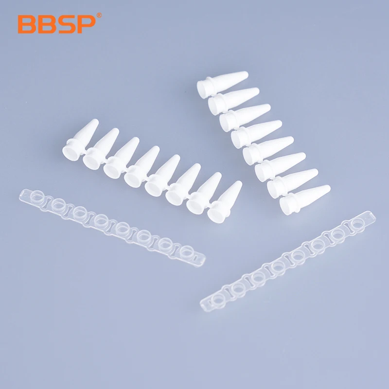 BBSP Прямая поставка с фабрики, лабораторные одноразовые пластиковые белый прозрачный 0,1 мл 0,2 шины для легкового автомобиля пластик 8-стрипы 8 полосок пробирка ПЦР